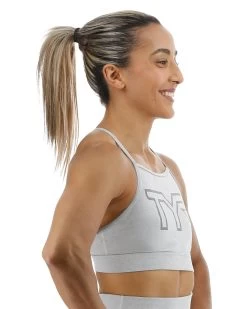TYR Base Kinetic™ Women's High Neck Big Logo Sports Bra - Heather -Tyr FGHSHL3A 254 alt06