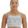 TYR Base Kinetic™ Women's High Neck Big Logo Sports Bra - Heather