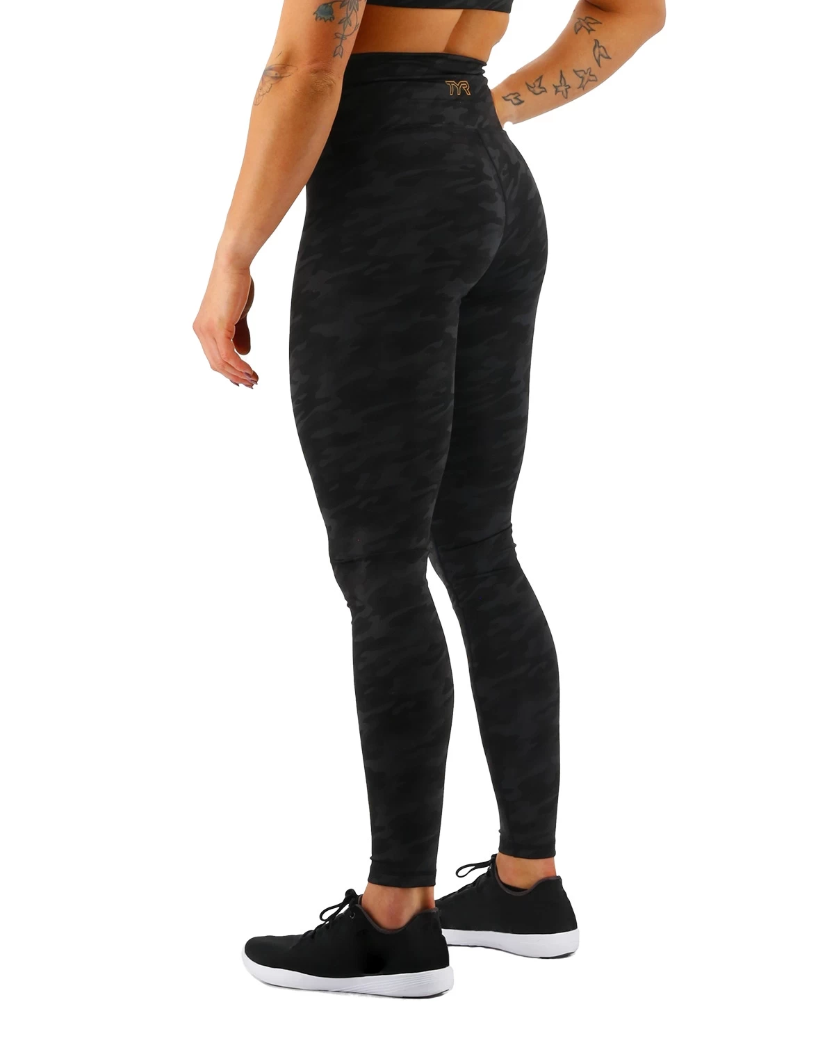 TYR Base Kinetic™ Women's High-Rise Full Length Leggings- Blackout Camo 5 TYR Base Kinetic™ Women's High-Rise Full Length Leggings- Blackout Camo - Image 3