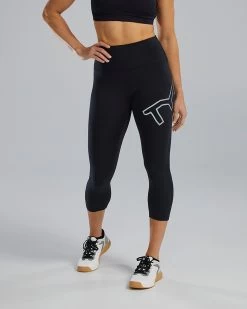 TYR Base Kinetic™ Women's High-Rise 3/4 Logo Leggings - Solid