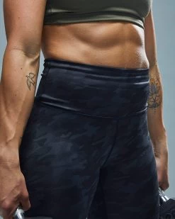 TYR Base Kinetic™ Women's High-Rise 3/4 Leggings - Blackout Camo -Tyr FTTMRB3A 001 alt08