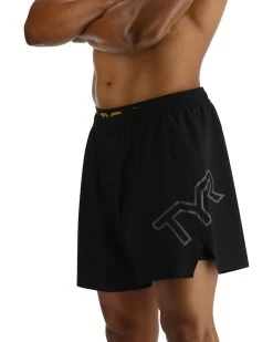 TYR Hydrosphere™ Men's Unlined 6" Momentum Big Logo Shorts - Solid -Tyr MMSUSL3A 001 alt02