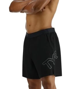 TYR Hydrosphere™ Men's Lined 7" Unbroken Big Logo Shorts - Solid -Tyr MUSLSL3A 001 alt02