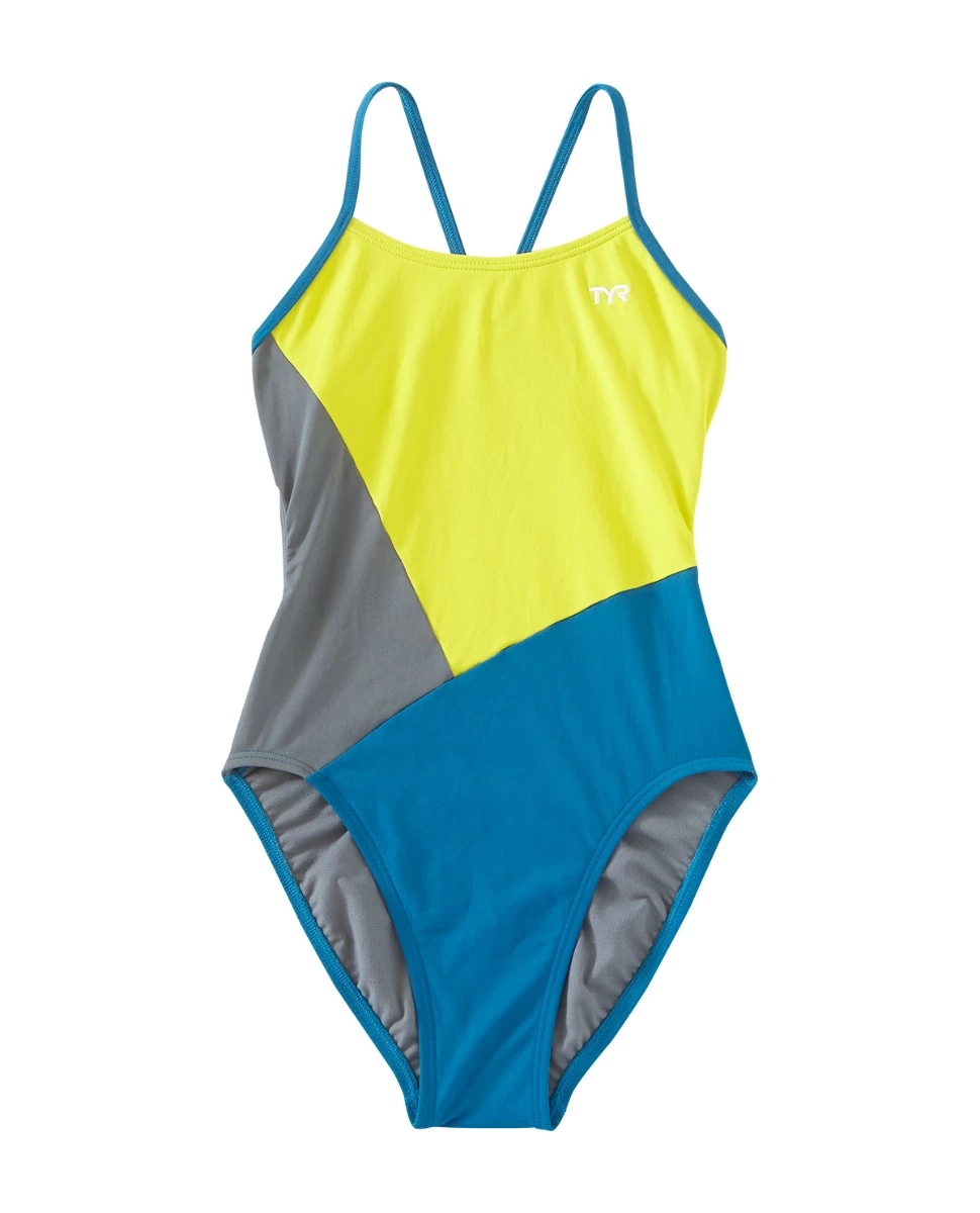 TYR Durafast One® Girls' Cutout Swimsuit - Solid Splice Block 3 TYR Durafast One® Girls' Cutout Swimsuit - Solid Splice Block