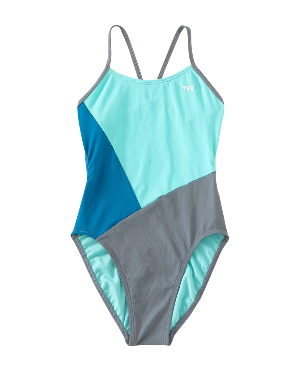 TYR Durafast One® Girls' Cutout Swimsuit - Solid Splice Block 4 TYR Durafast One® Girls' Cutout Swimsuit - Solid Splice Block - Image 2