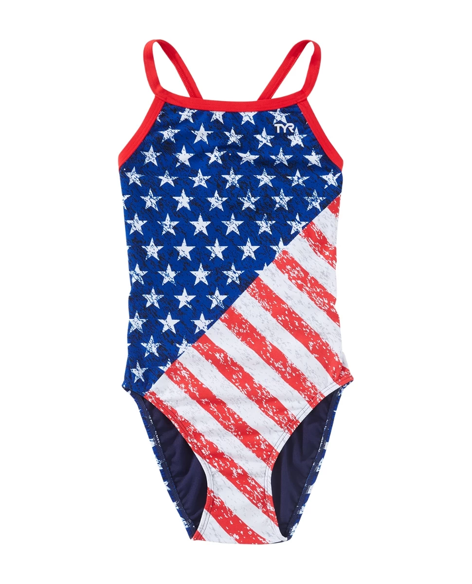 TYR Durafast One® Girl’s Diamondfit Swimsuit - Star Spangled 4 TYR Durafast One® Girl’s Diamondfit Swimsuit - Star Spangled - Image 2