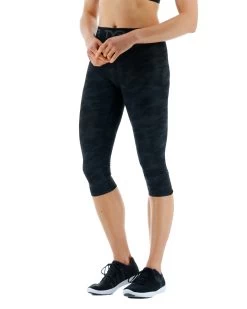 TYR Base Kinetic™ Women's Mid-Rise Logo Cropped Leggings - Blackout Camo -Tyr ftccb3a 001 alt03 2 3