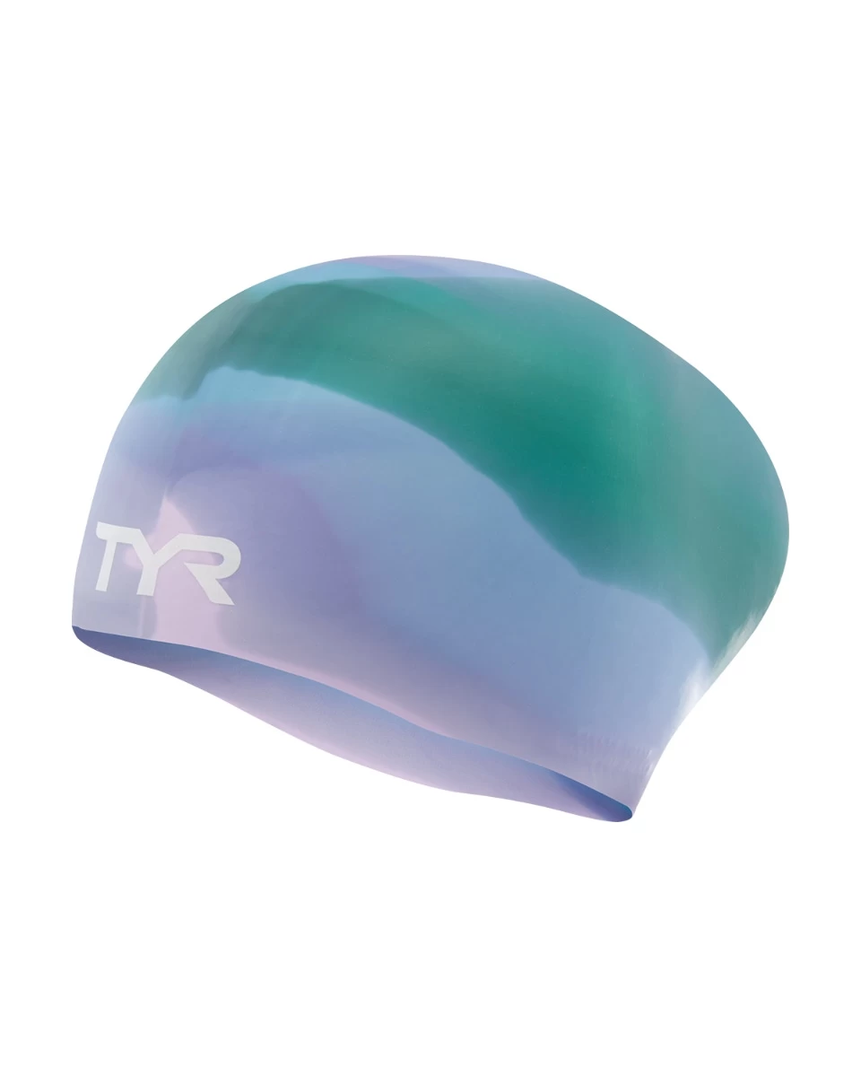 TYR Youth Long Hair Silicone Swim Cap - Tie Dye 3 TYR Youth Long Hair Silicone Swim Cap - Tie Dye