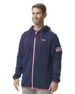 TYR Men's Alliance Podium Full Zip Hoodie - USA