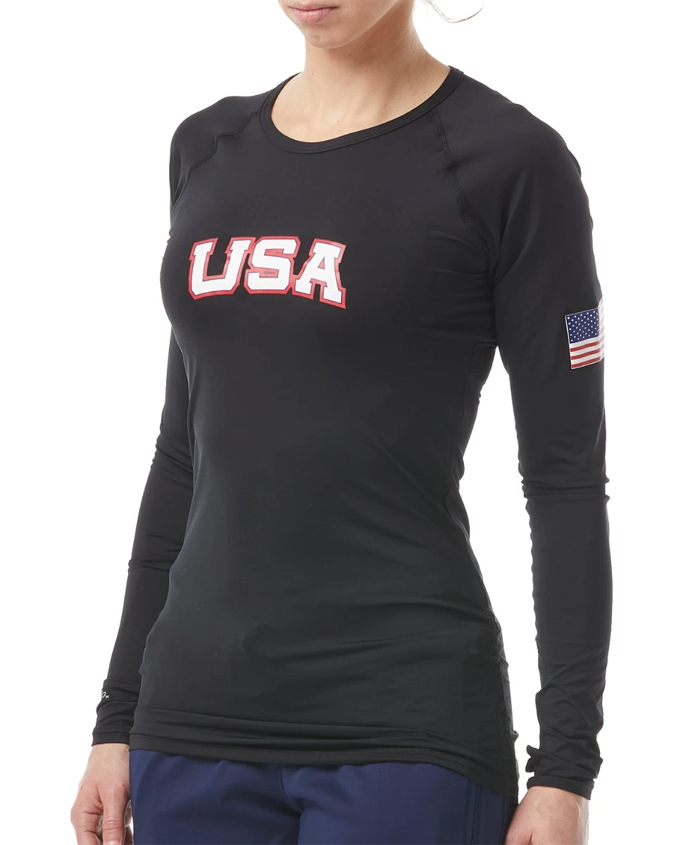 TYR Durafast Lite® Women's USA Belize Long Sleeve Rashguard - Solid 3 TYR Durafast Lite® Women's USA Belize Long Sleeve Rashguard - Solid