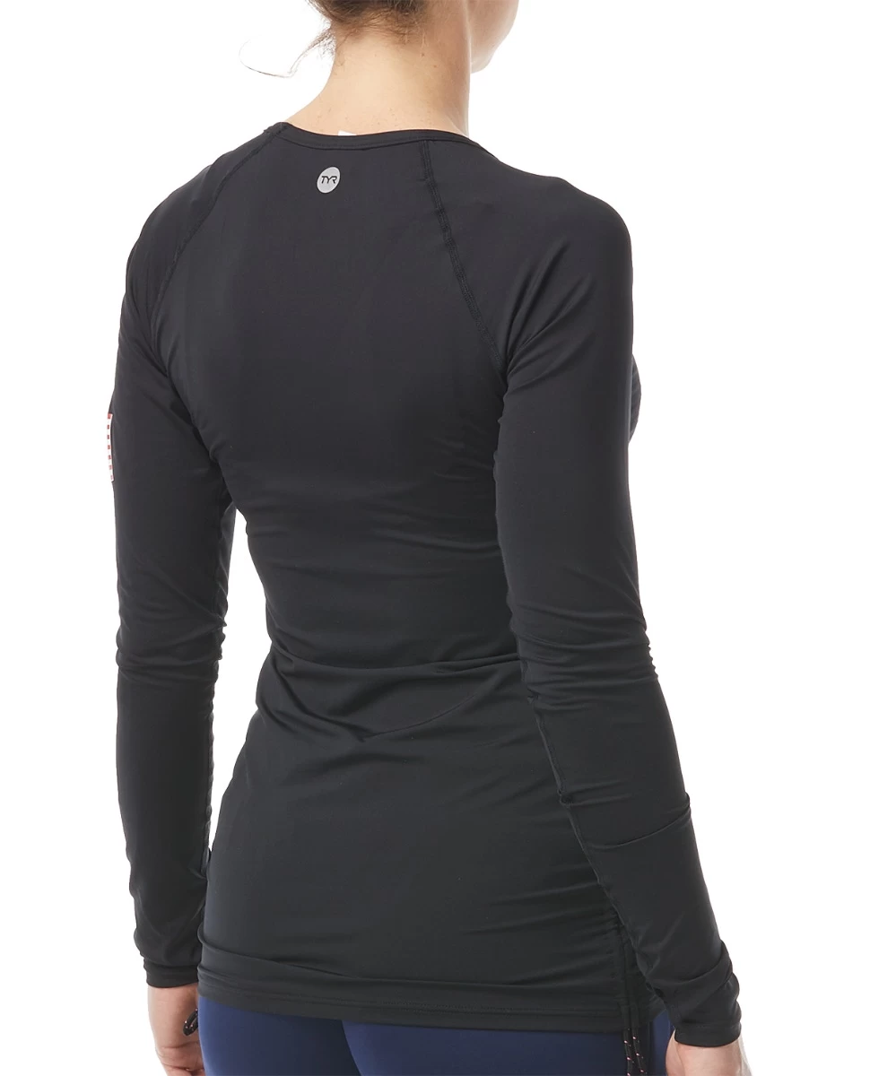 TYR Durafast Lite® Women's USA Belize Long Sleeve Rashguard - Solid 4 TYR Durafast Lite® Women's USA Belize Long Sleeve Rashguard - Solid - Image 2
