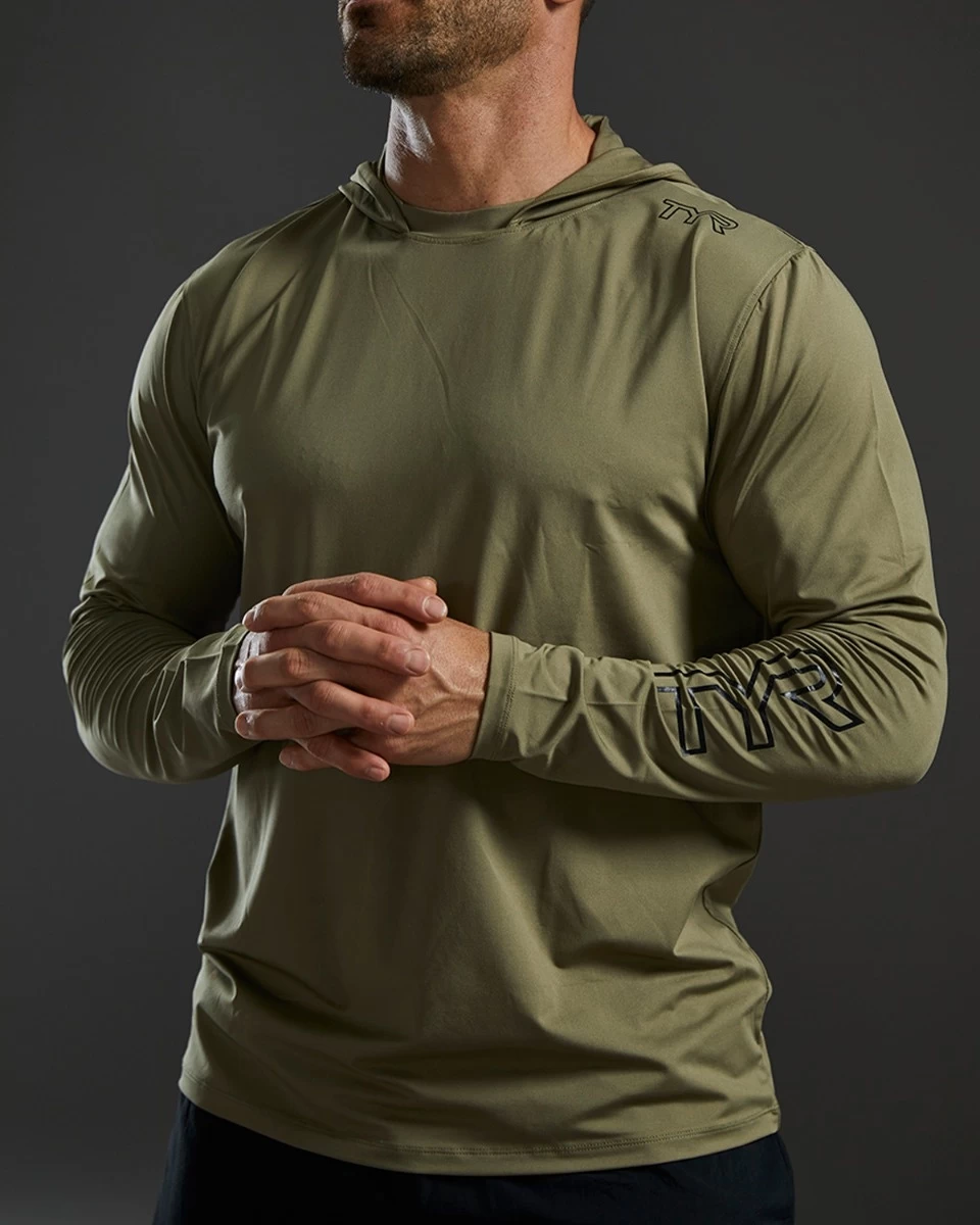 TYR Men's SunDefense Hooded Shirt 17 TYR Men's SunDefense Hooded Shirt - Image 15