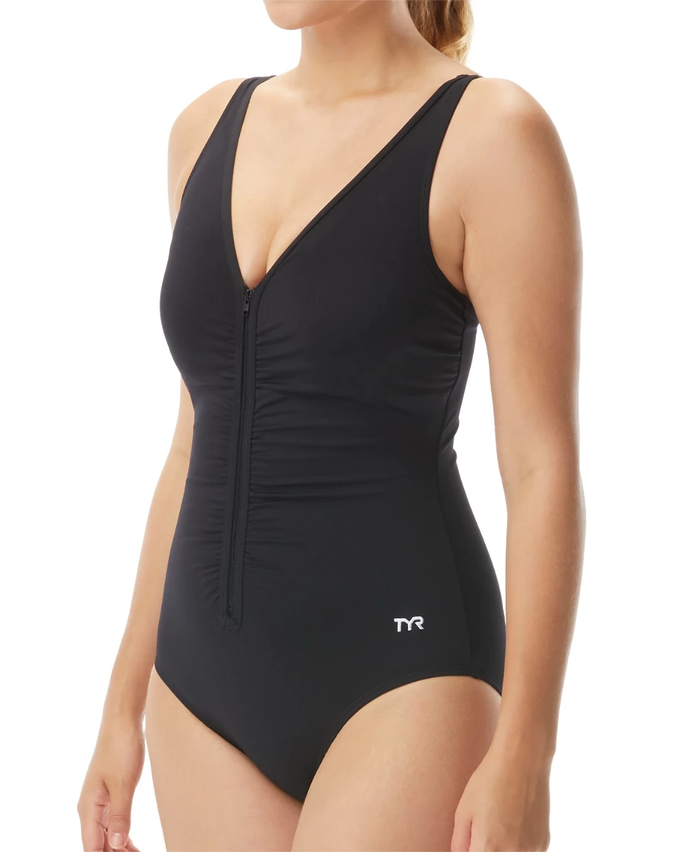 TYR Durafast Elite® Women's V-Neck Zip Controlfit Swimsuit - Solid 3 TYR Durafast Elite® Women's V-Neck Zip Controlfit Swimsuit - Solid