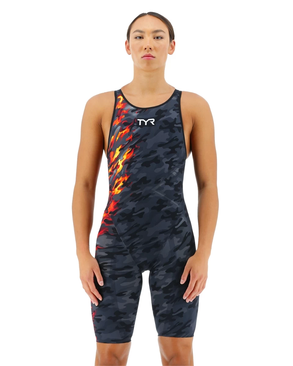 TYR Women's Venzo™ Open Back Swimsuit - Camo Fire 3 TYR Women's Venzo™ Open Back Swimsuit - Camo Fire