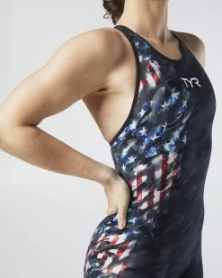 TYR Women's Venzo™ Open Back - USA Blackout Camo -Tyr vzcuob6a 921 alt10