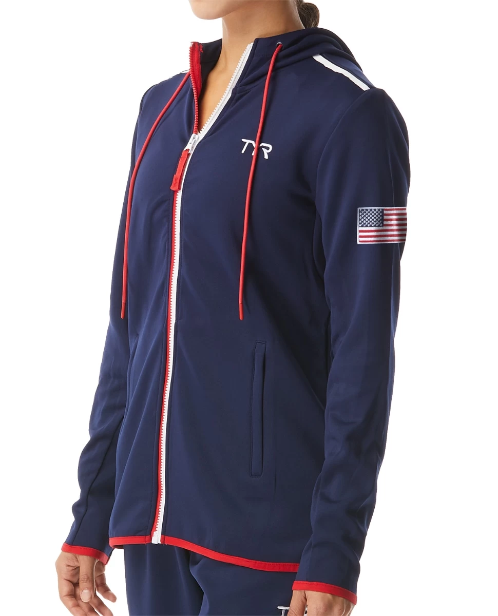 TYR Women's Alliance Podium Full Zip Hoodie - USA 3 TYR Women's Alliance Podium Full Zip Hoodie - USA